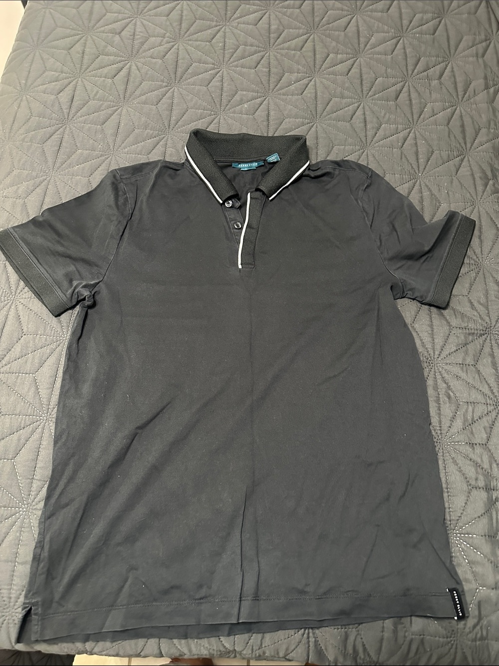 Perry Ellis Black Polo with White Contrast Trim